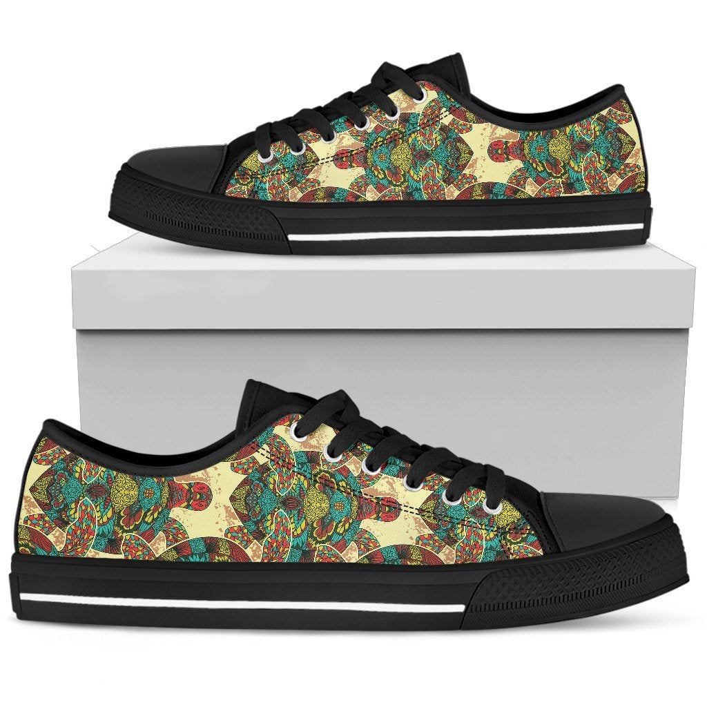 Colorful Sea Turtle Men Low Top Canvas Shoes