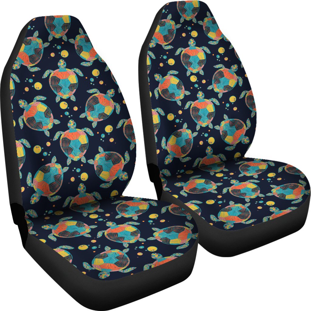 Sea Turtle Colorful with bubble Print Universal Fit Car Seat Covers