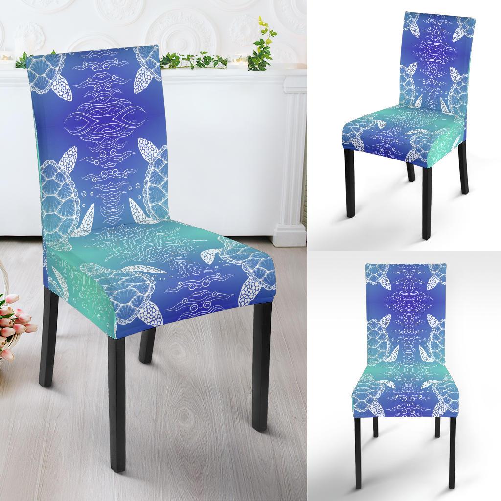 Sea Turtle Draw Dining Chair Slipcover-JORJUNE.COM