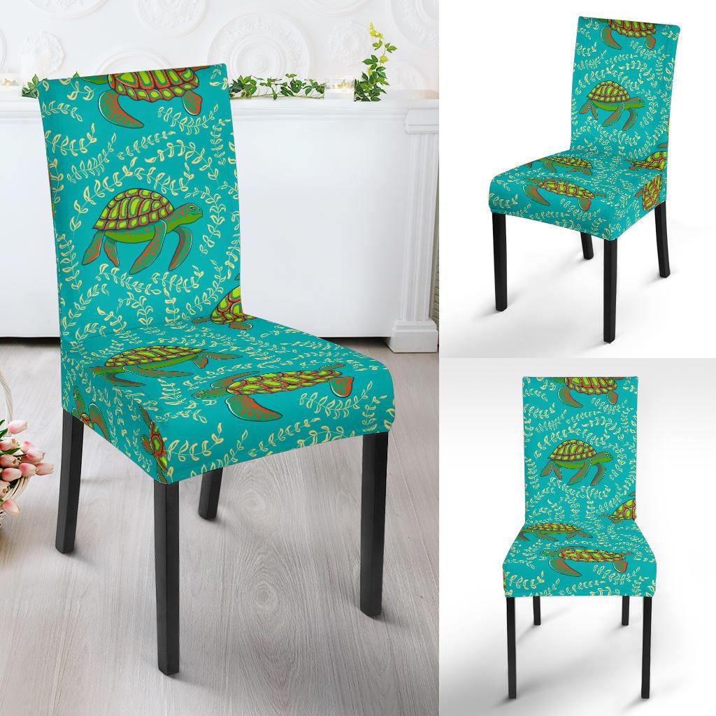 Sea Turtle Pattern Print Design T010 Dining Chair Slipcover-JORJUNE.COM