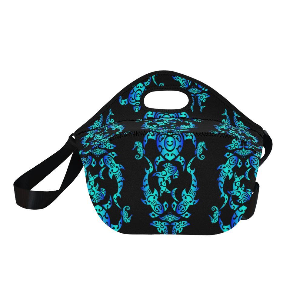 Sea turtle Polynesian Tribal Hawaiian Neoprene Lunch Bag-JorJune