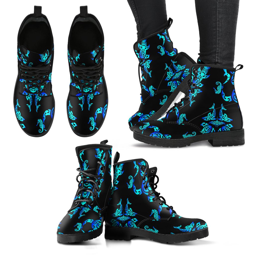 Sea turtle Polynesian Tribal Hawaiian Women Leather Boots