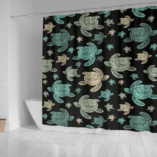 Sea Turtle Stamp Pattern Shower Curtain
