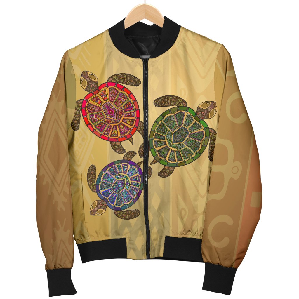 Sea Turtle Tribal Colorful Men Casual Bomber Jacket