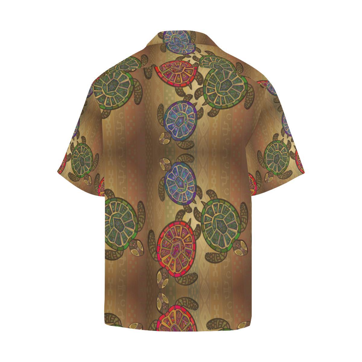 Sea Turtle Tribal Colorful Men Hawaiian Shirt-JorJune