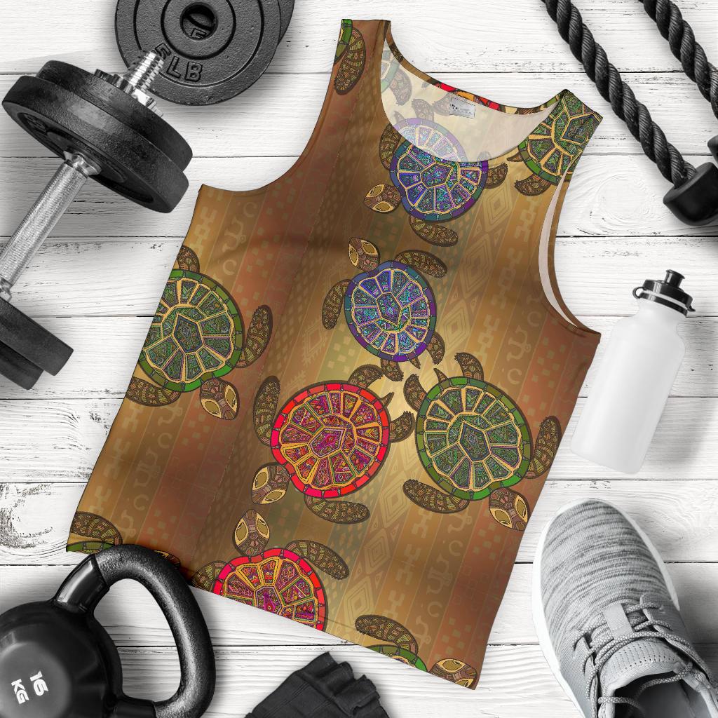 Sea Turtle Tribal Colorful Men Tank Top