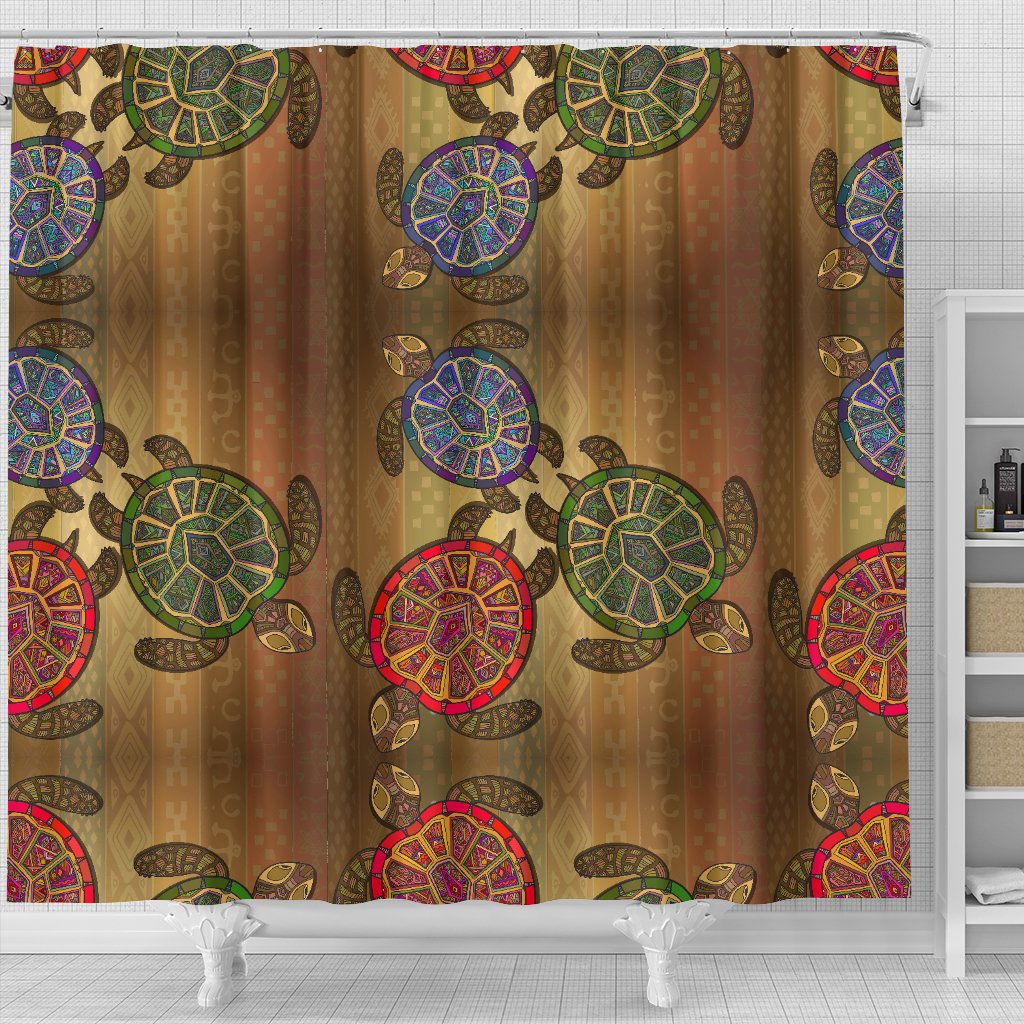 Sea Turtle Tribal Colorful Shower Curtain