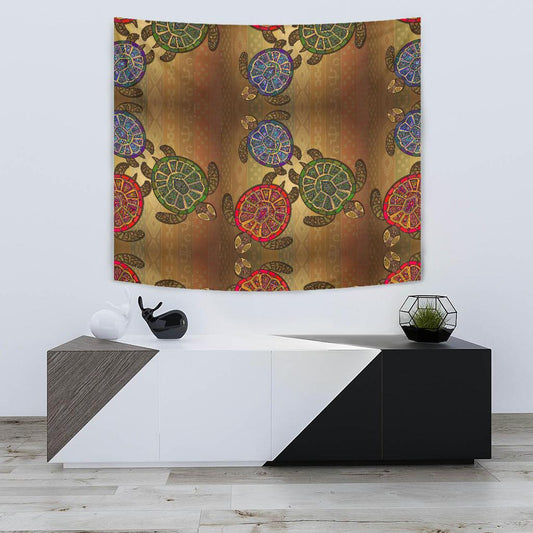 Sea Turtle Tribal Colorful Tapestry