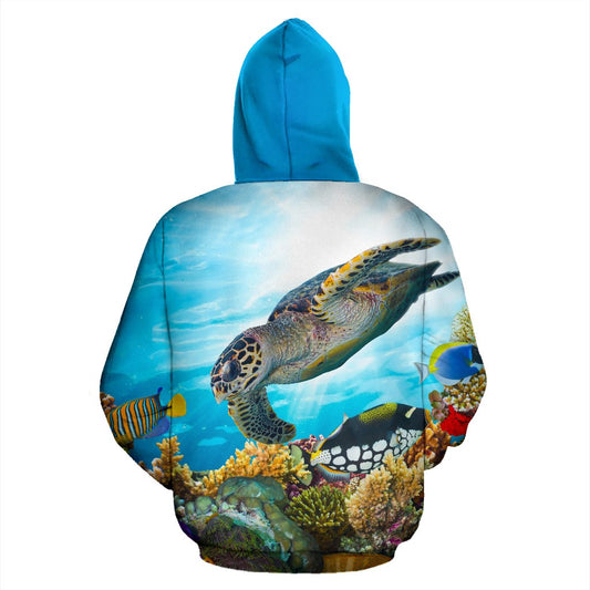 Sea Turtle with Friend Ocean All Over Print Hoodie