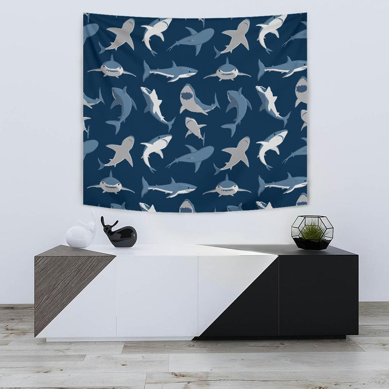Shark Action Pattern Tapestry