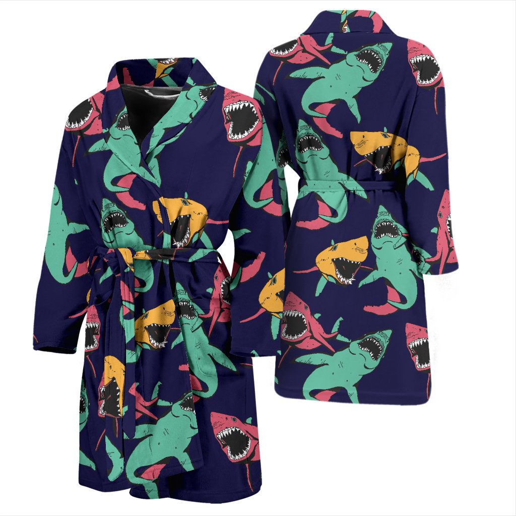 Shark Bite Pattern Men Bath Robe
