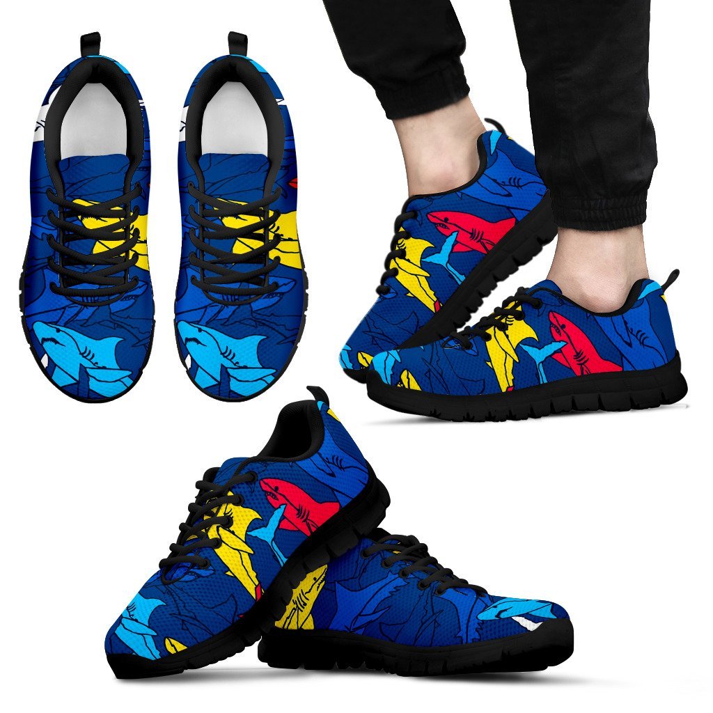 Shark Color Pattern Men Sneakers