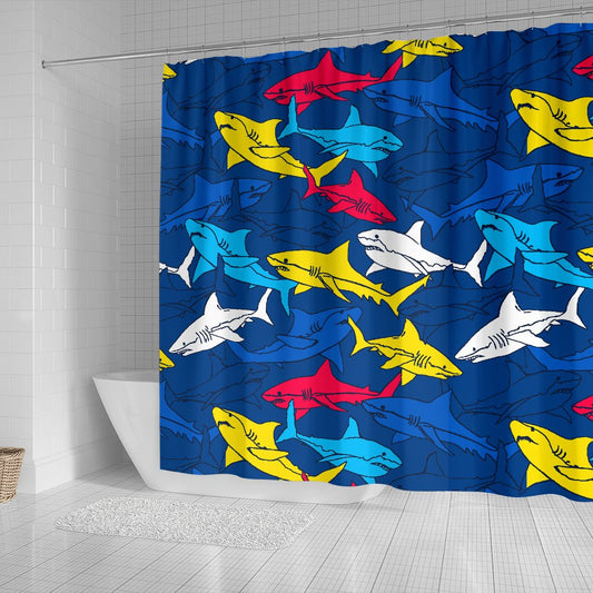 Shark Color Pattern Shower Curtain