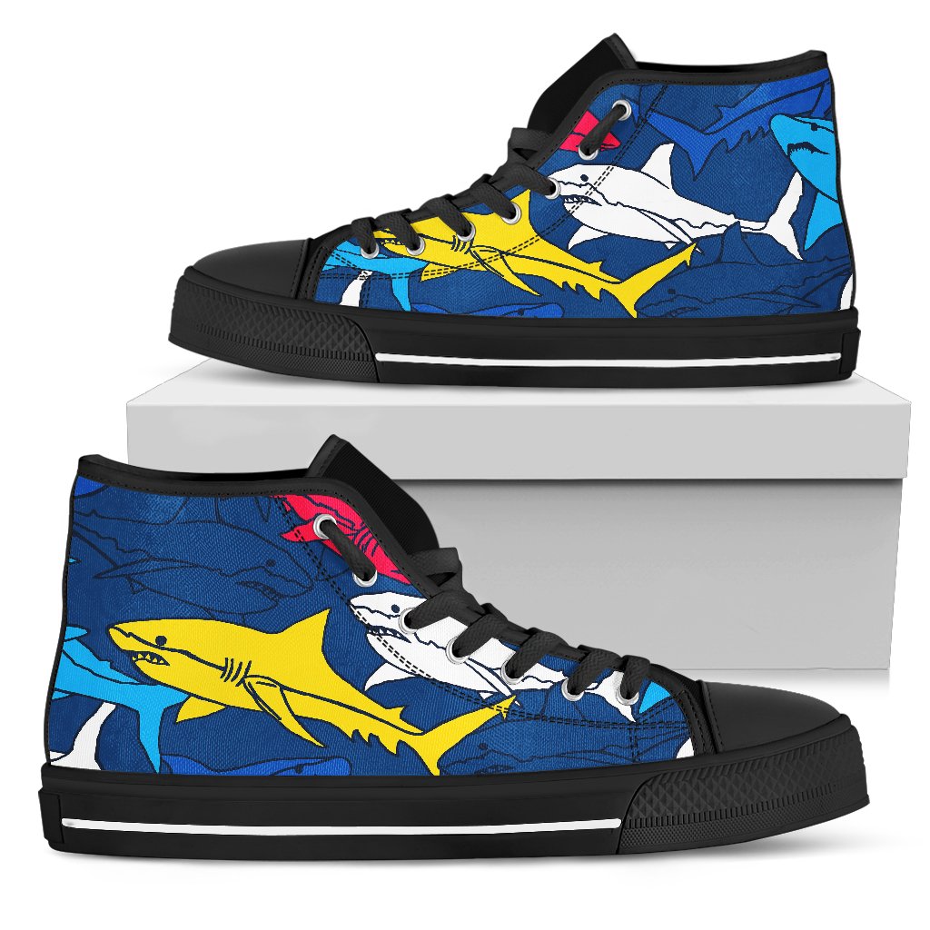 Shark Color Pattern Women High Top Shoes
