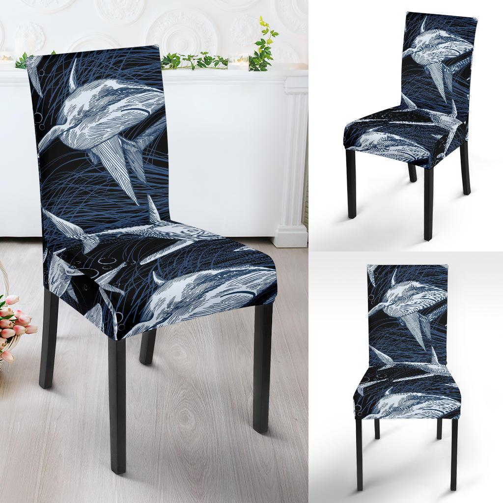 Shark Print Pattern Dining Chair Slipcover-JORJUNE.COM