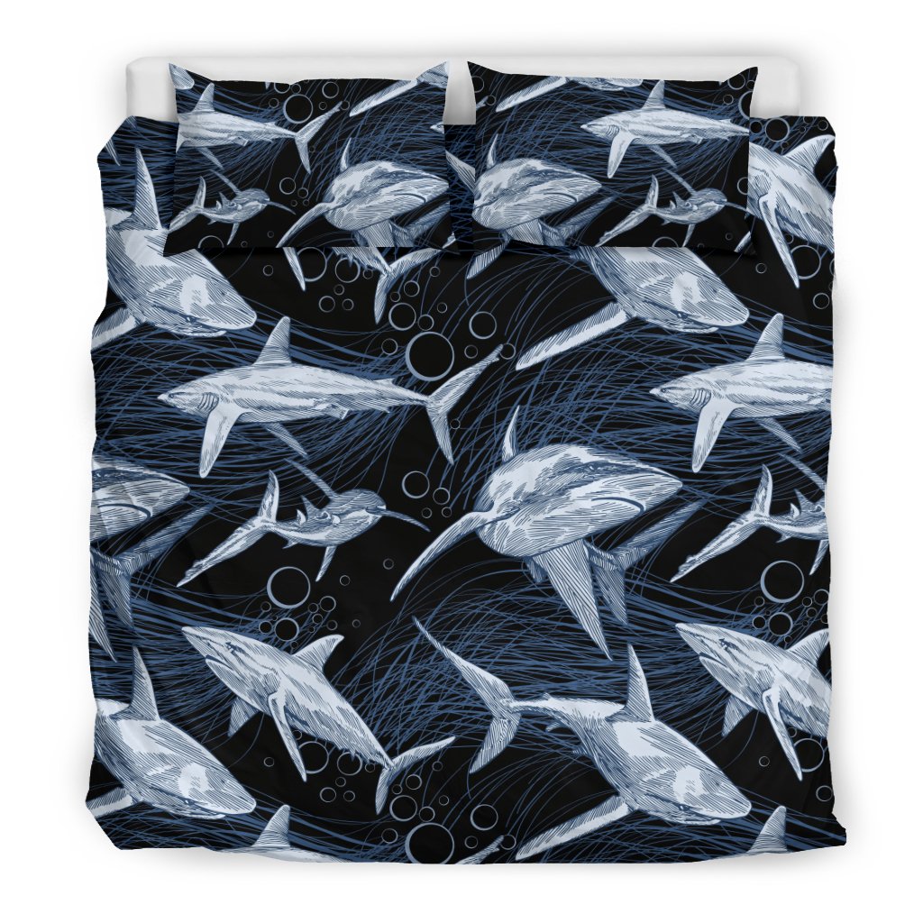 Shark Print Pattern Duvet Cover Bedding Set