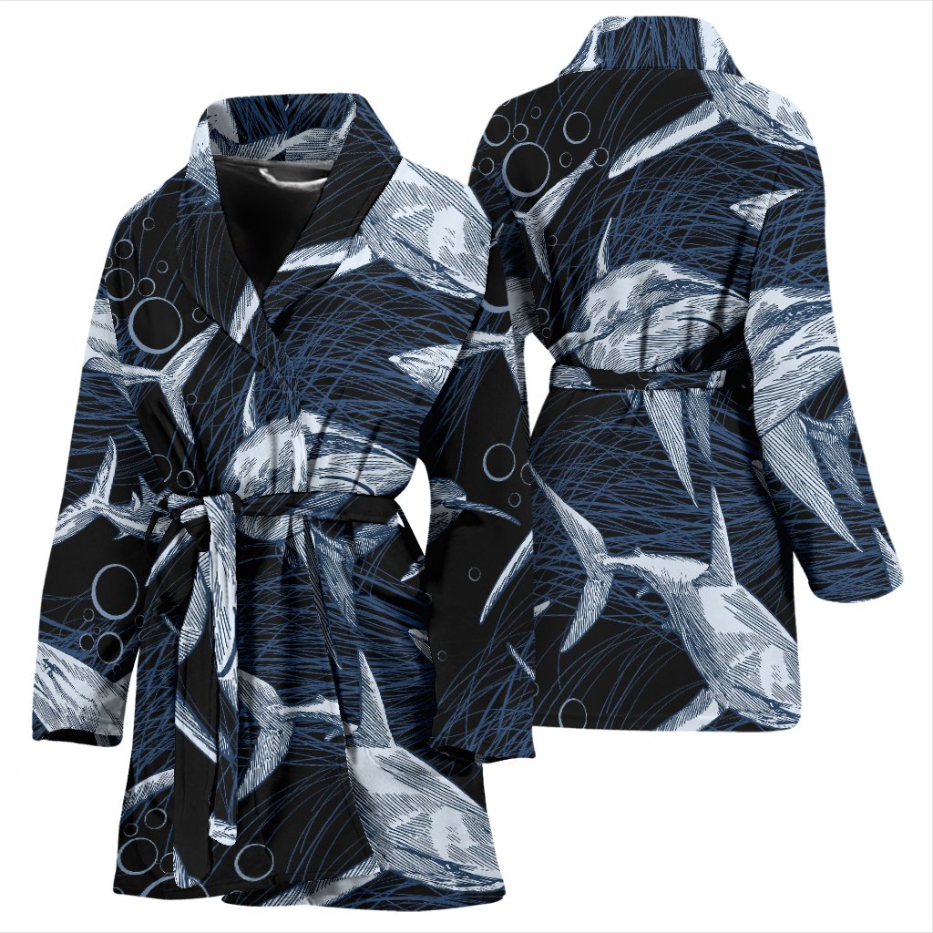 Shark Print Pattern Women Bath Robe