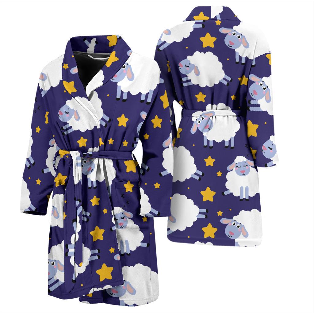 Sheep Pattern Print Design 03 Men Bathrobe-JORJUNE.COM