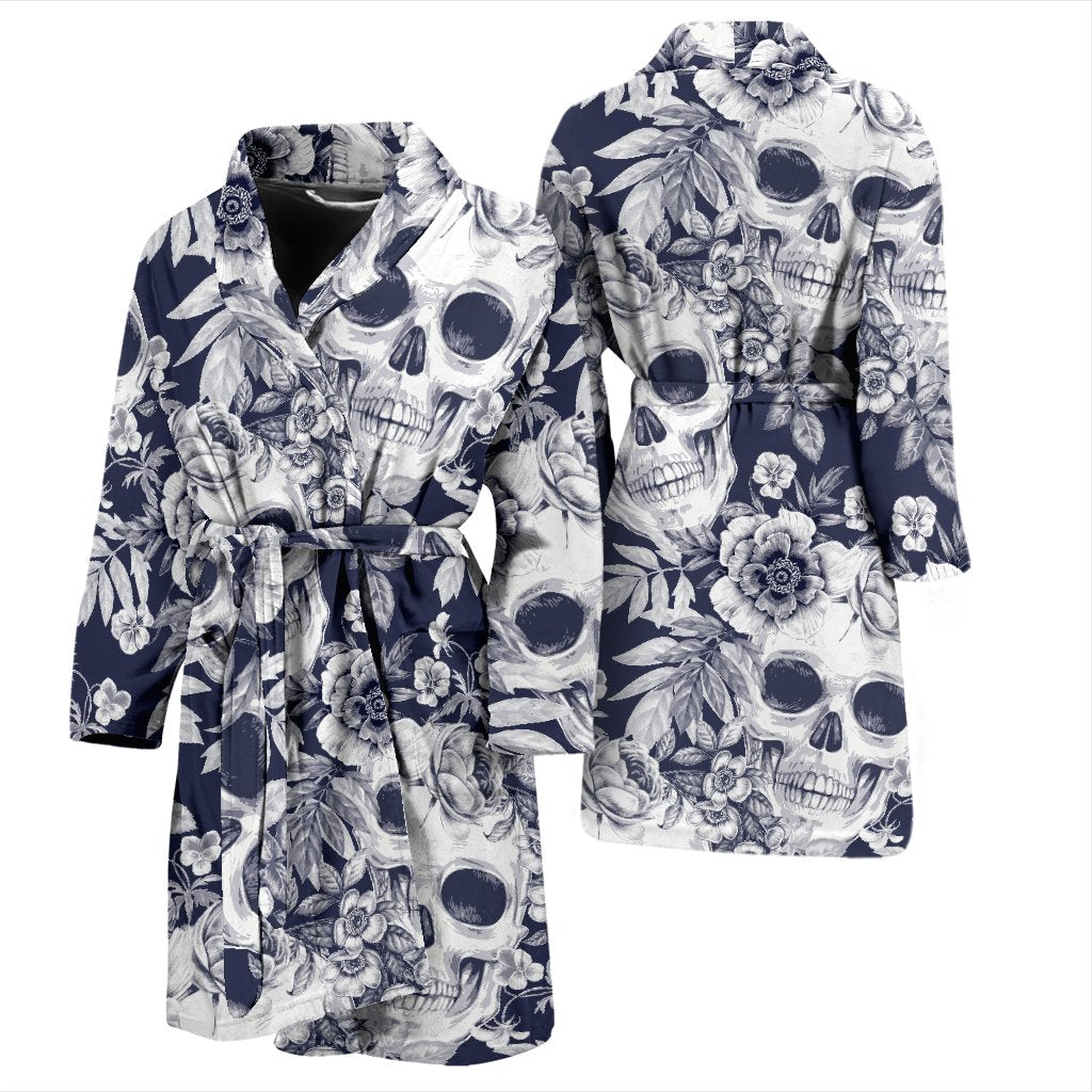 Skull Floral Beautiful Men Bath Robe