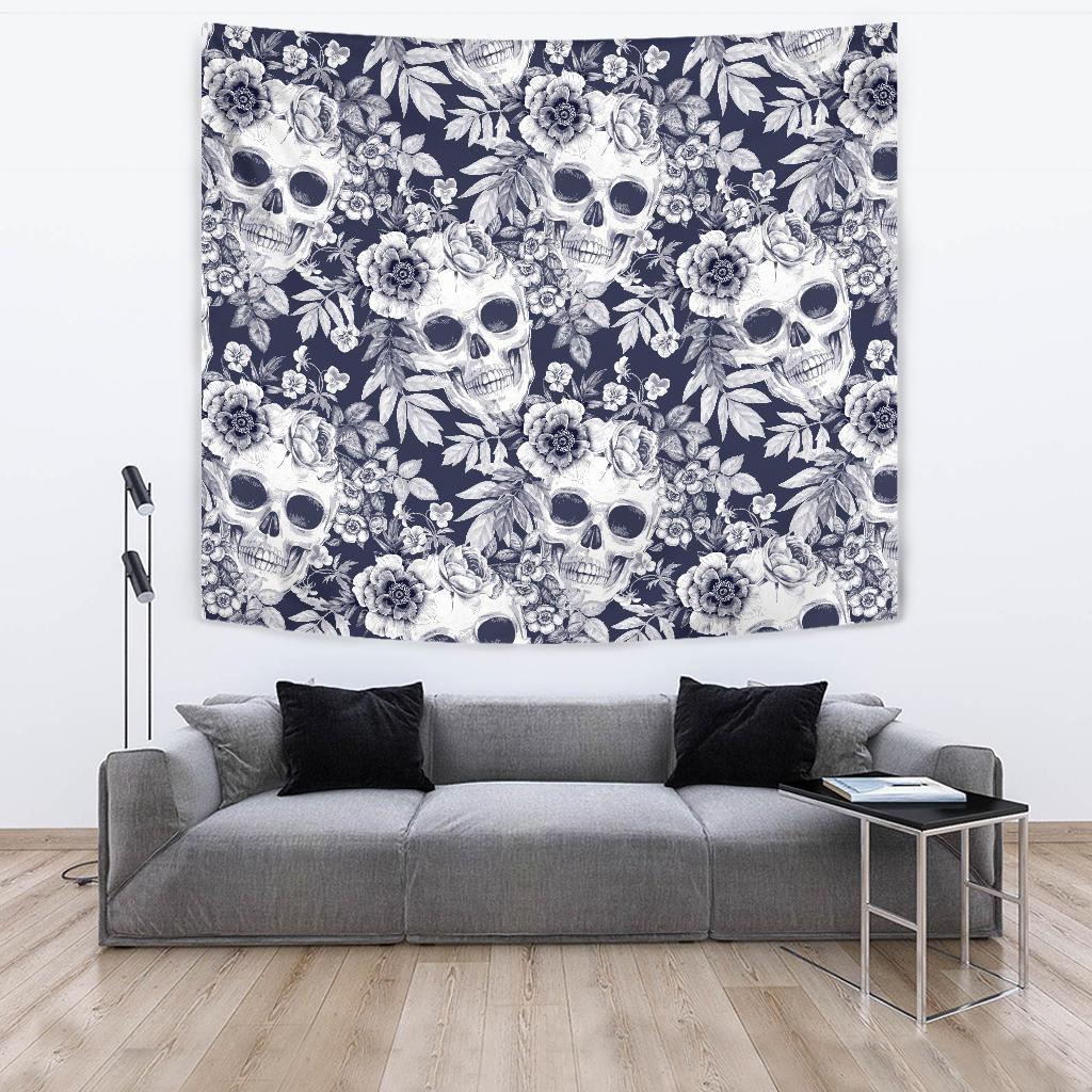 Skull Floral Beautiful Tapestry