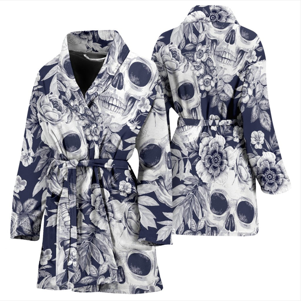 Skull Floral Beautiful Women Bath Robe