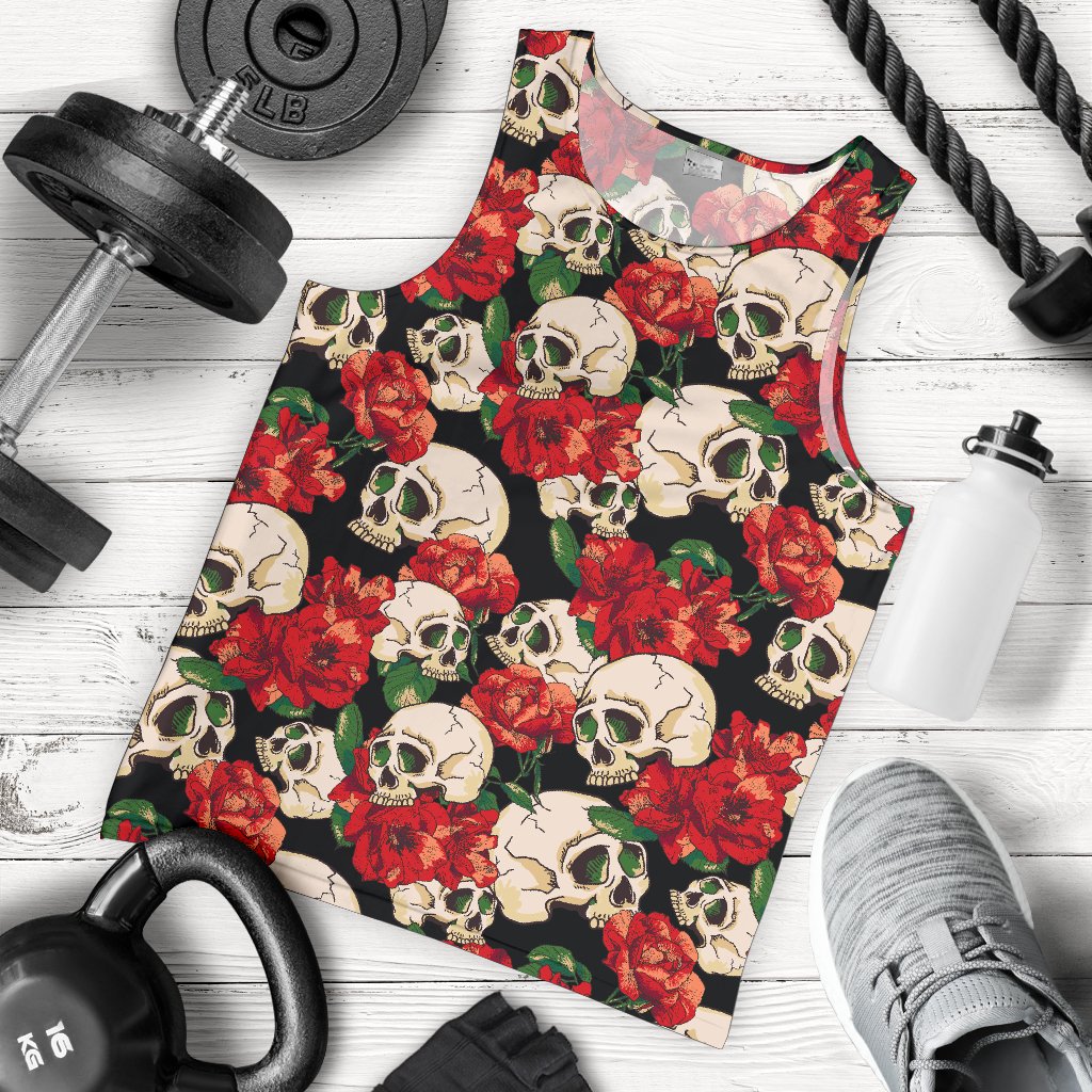 Skull Red Rose Men Tank Top