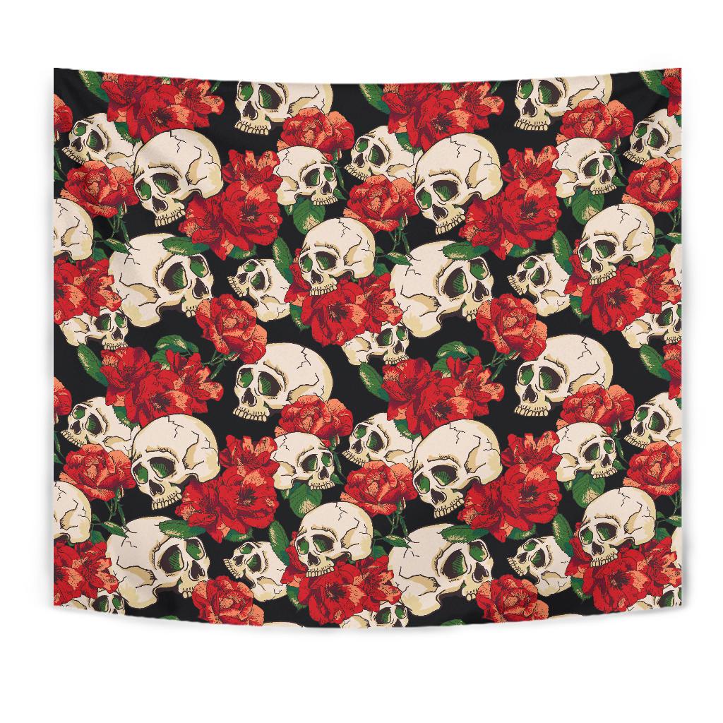 Skull Red Rose Tapestry
