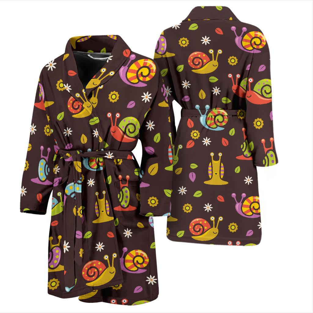 Snail Pattern Print Design 01 Men Bathrobe-JORJUNE.COM