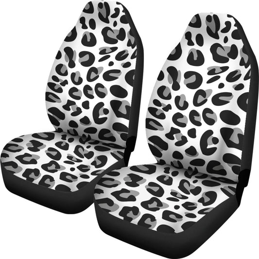 Snow Leopard Skin Print Universal Fit Car Seat Covers-JorJune