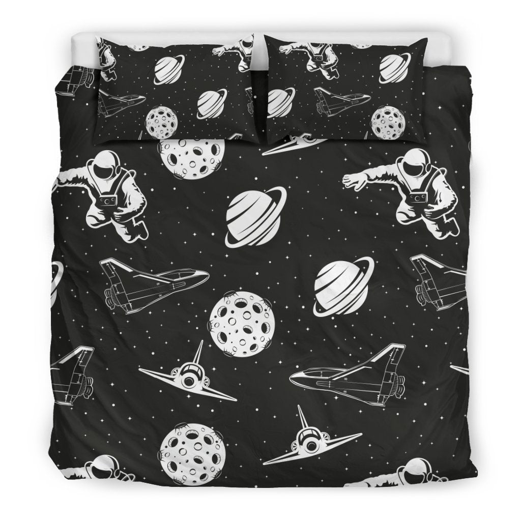 Space Astronauts Print Duvet Cover Bedding Set