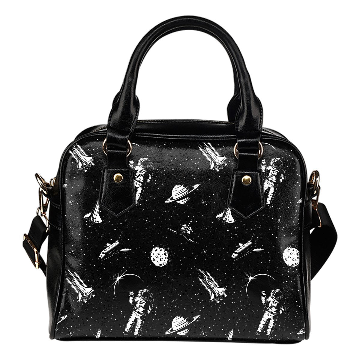 Space Pattern Leather Shoulder Handbag