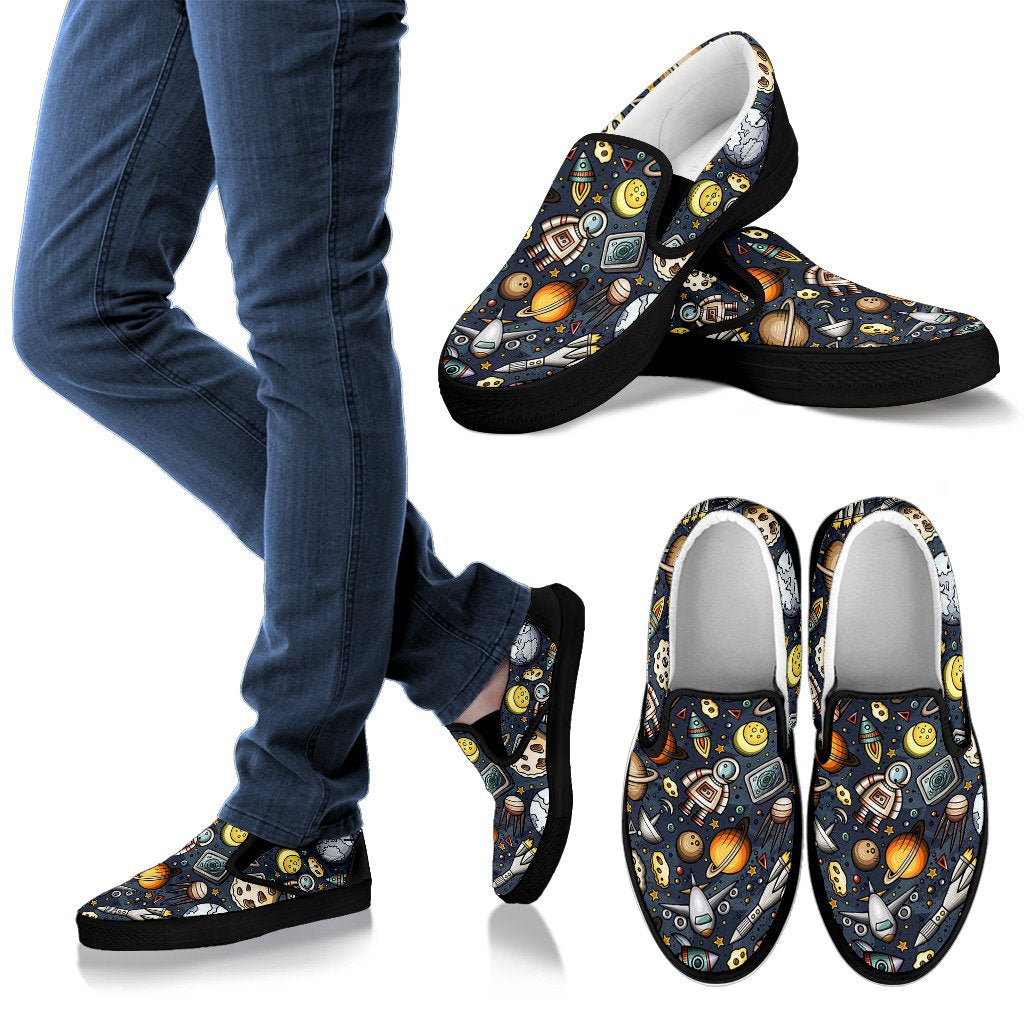 Space Pattern Print Men Slip On Shoes