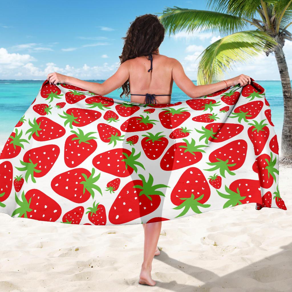 Strawberry Pattern Print Design SB01 Sarong Pareo Wrap-JORJUNE.COM