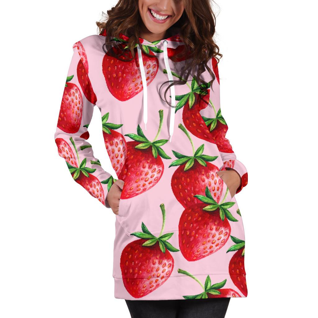 Strawberry Pattern Print Design SB03 Women Hoodie Dress