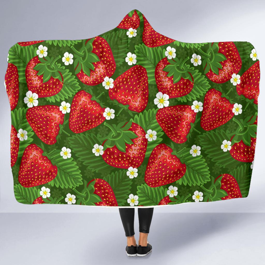 Strawberry Pattern Print Design SB05 Hooded Blanket-JORJUNE.COM