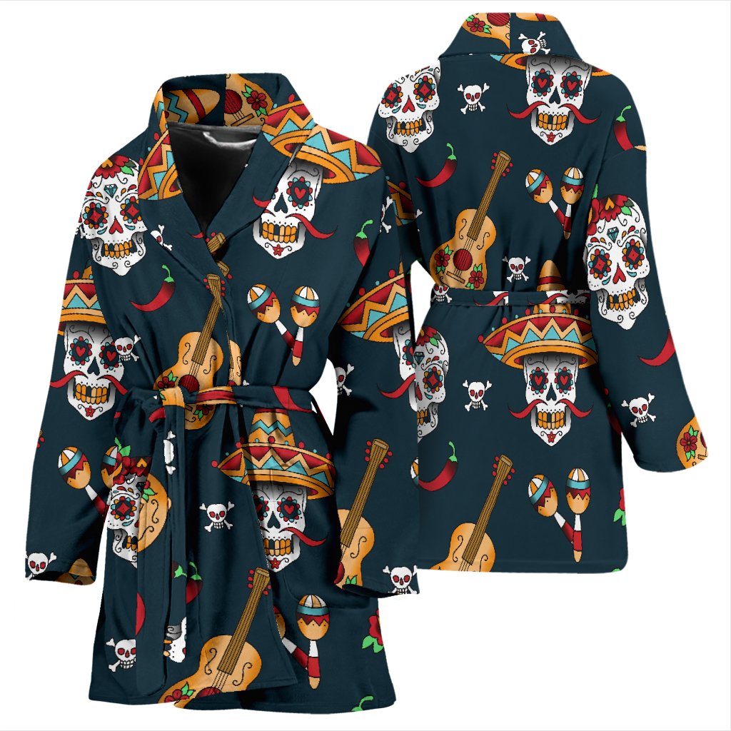 sugar skull Mexican Women Bath Robe