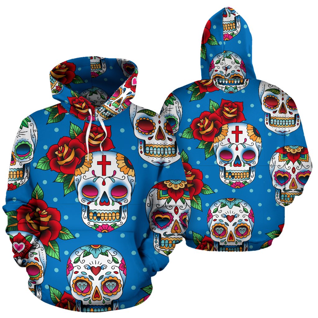 Sugar Skull Rose Pattern All Over Print Hoodie