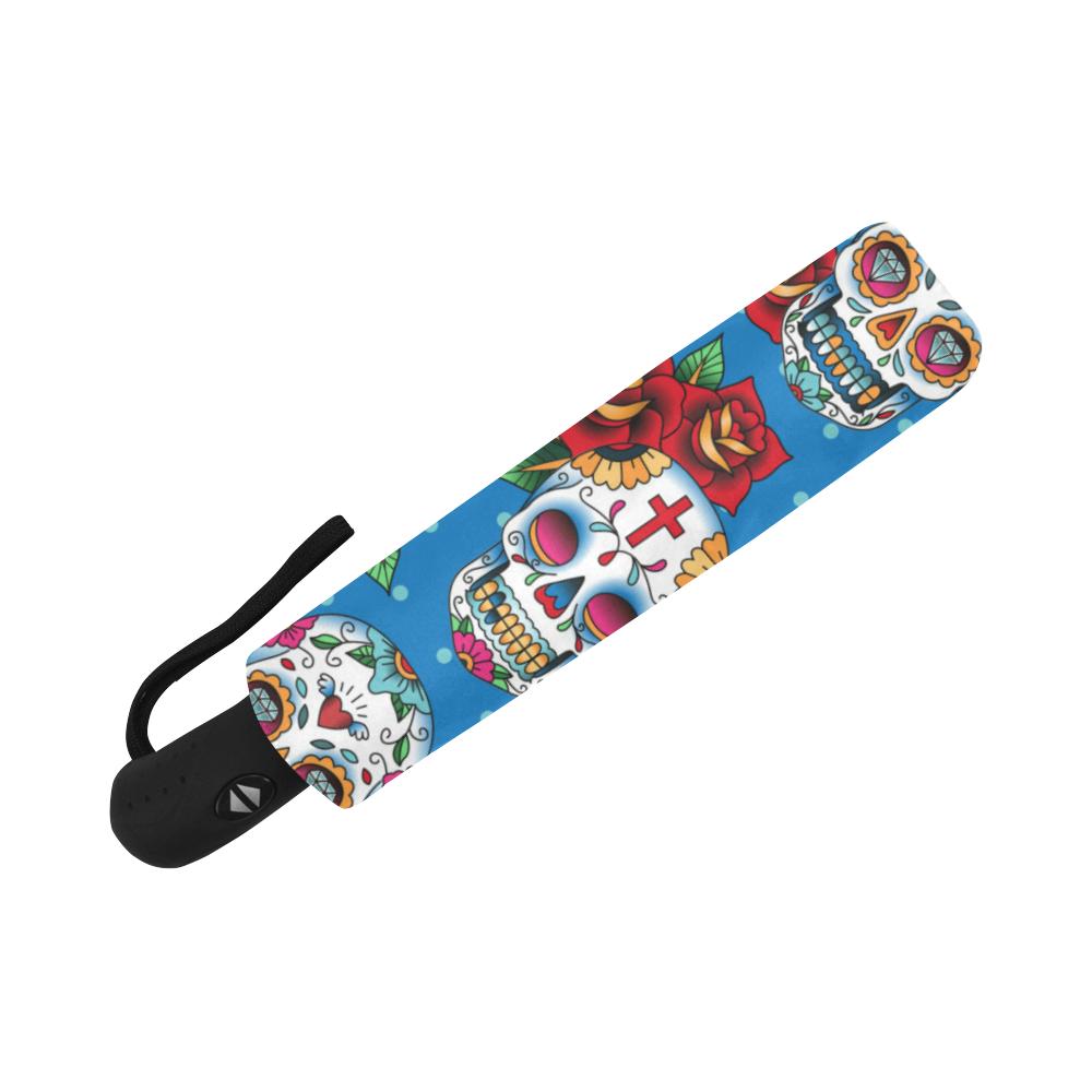 Sugar Skull Rose Pattern Automatic Foldable Umbrella