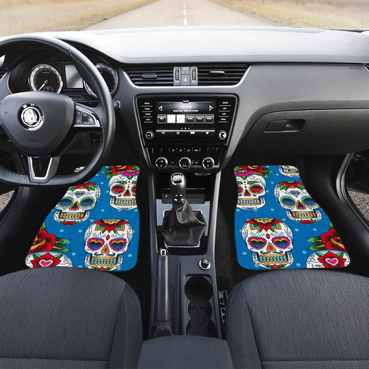Sugar Skull Rose Pattern Car Floor Mats