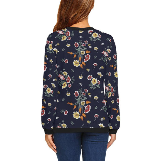 Summer Floral Pattern Print Design SF01 Women Long Sleeve Sweatshirt-JorJune