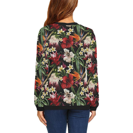 Summer Floral Pattern Print Design SF03 Women Long Sleeve Sweatshirt-JorJune