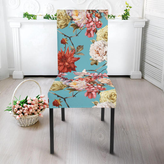 Summer Floral Pattern Print Design SF05 Dining Chair Slipcover-JORJUNE.COM