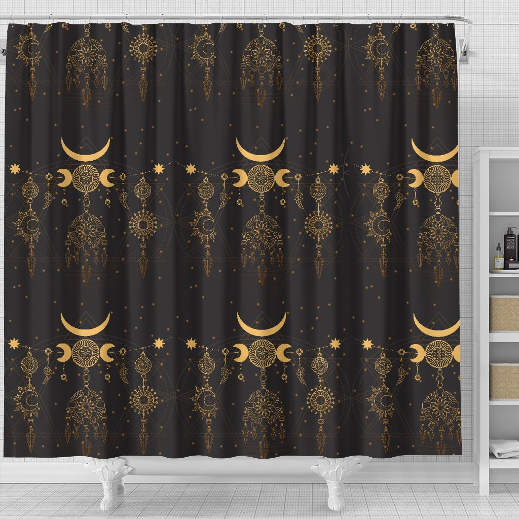 Sun Moon Boho Style Shower Curtain