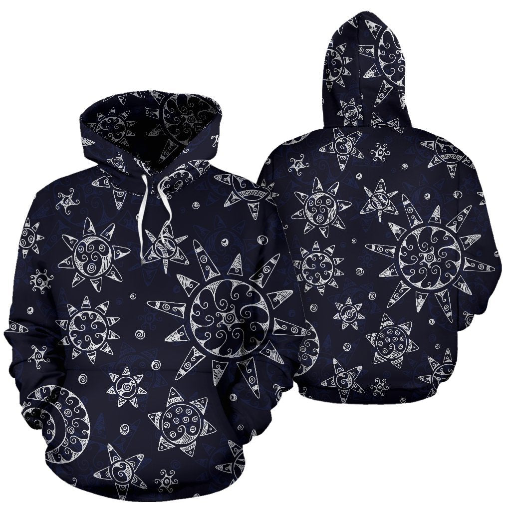 Sun Moon Pattern All Over Print Hoodie