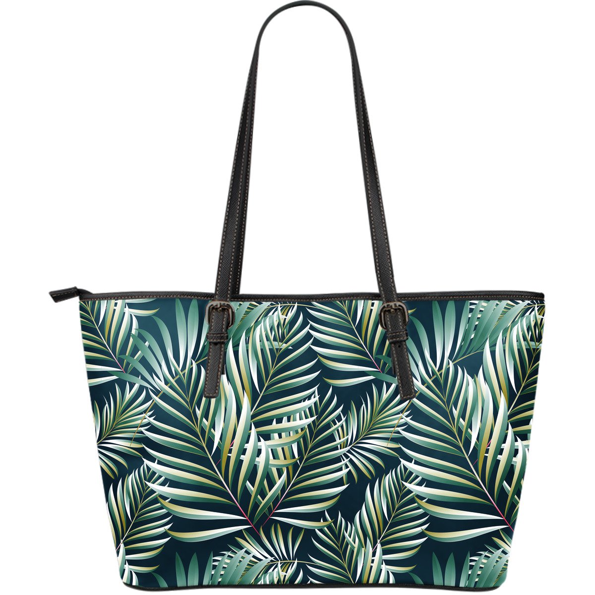 Sun Spot Tropical Palm Leaves hower Curtain Large Leather Tote Bag