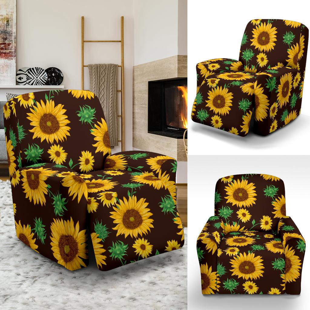 Sunflower Pattern Print Design SF01 Recliner Slipcover-JORJUNE.COM