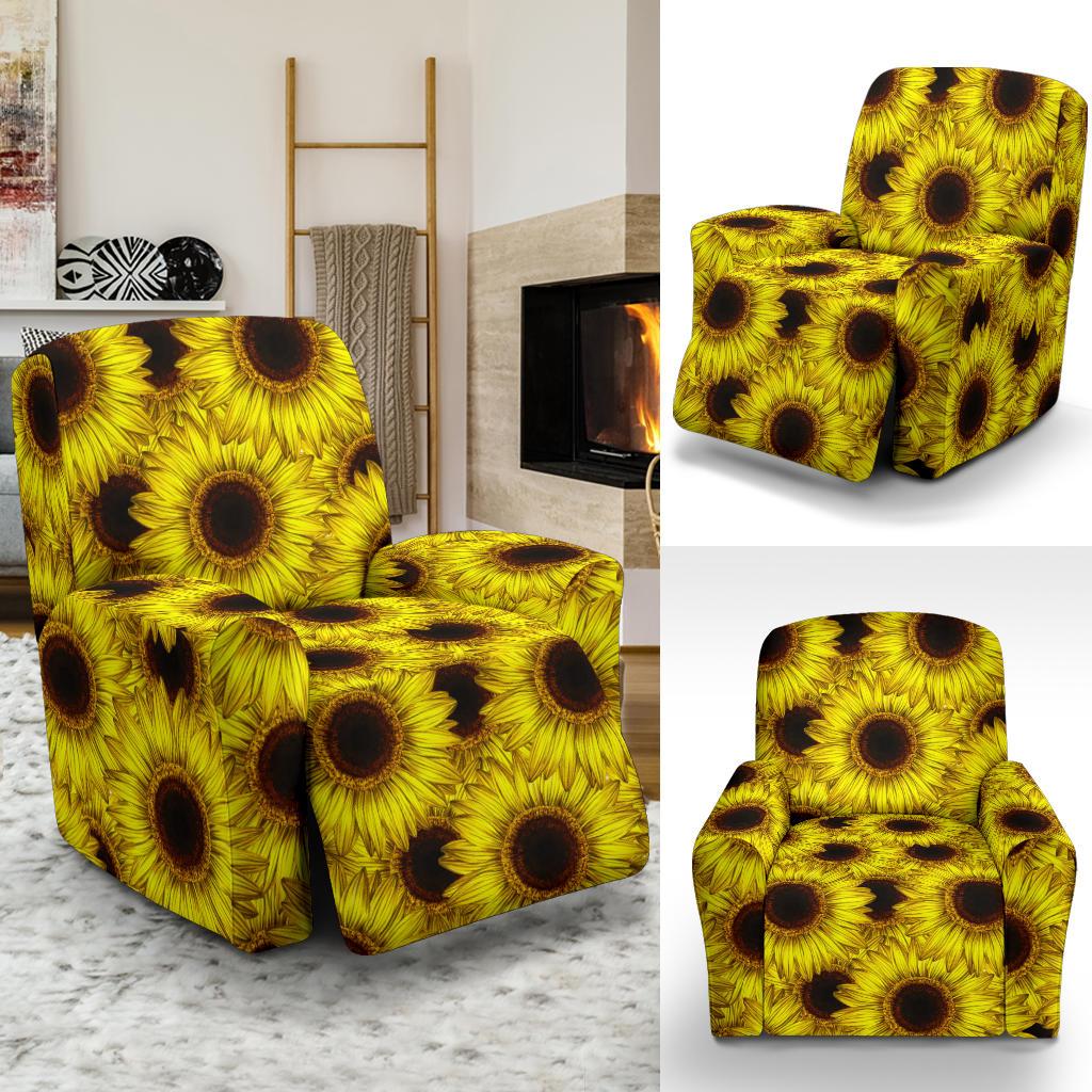 Sunflower Pattern Print Design SF011 Recliner Slipcover-JORJUNE.COM