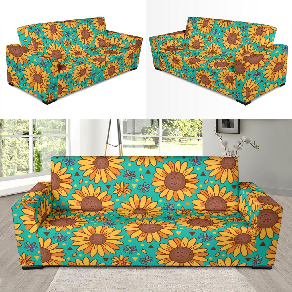 Sunflower Pattern Print Design SF013 Sofa Slipcover-JORJUNE.COM