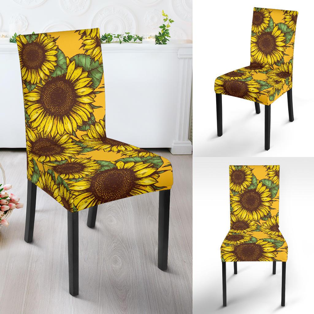 Sunflower Pattern Print Design SF04 Dining Chair Slipcover-JORJUNE.COM