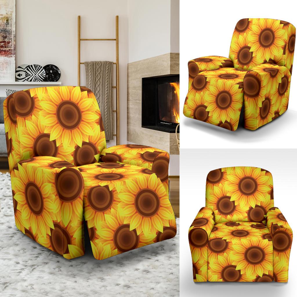 Sunflower Pattern Print Design SF07 Recliner Slipcover-JORJUNE.COM
